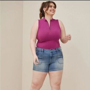 Torrid 3x Magenta Sleeveless Top With Zip Up Neckline